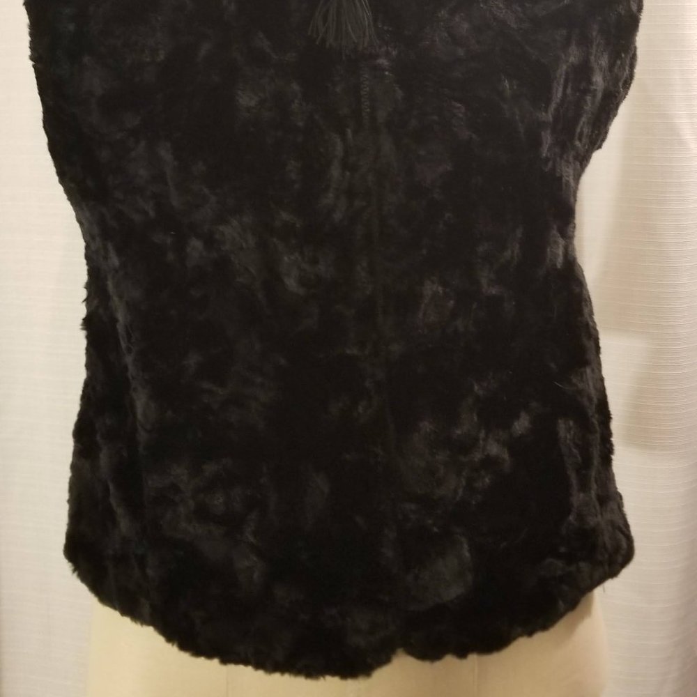 Black Reversible Fur Vest S - Picture 3 of 12